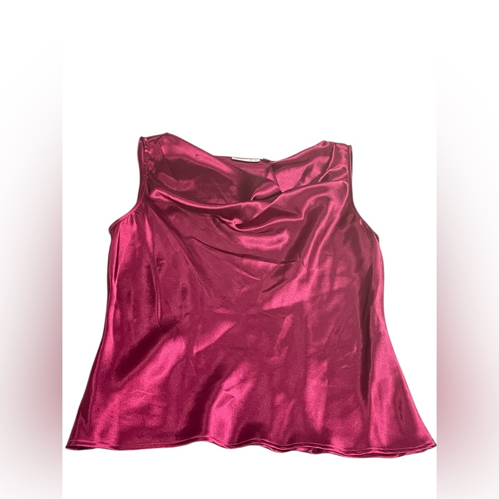 Womens Satin Cowl‎ Neck Sleeveless Blouse Size 12 Pink Top